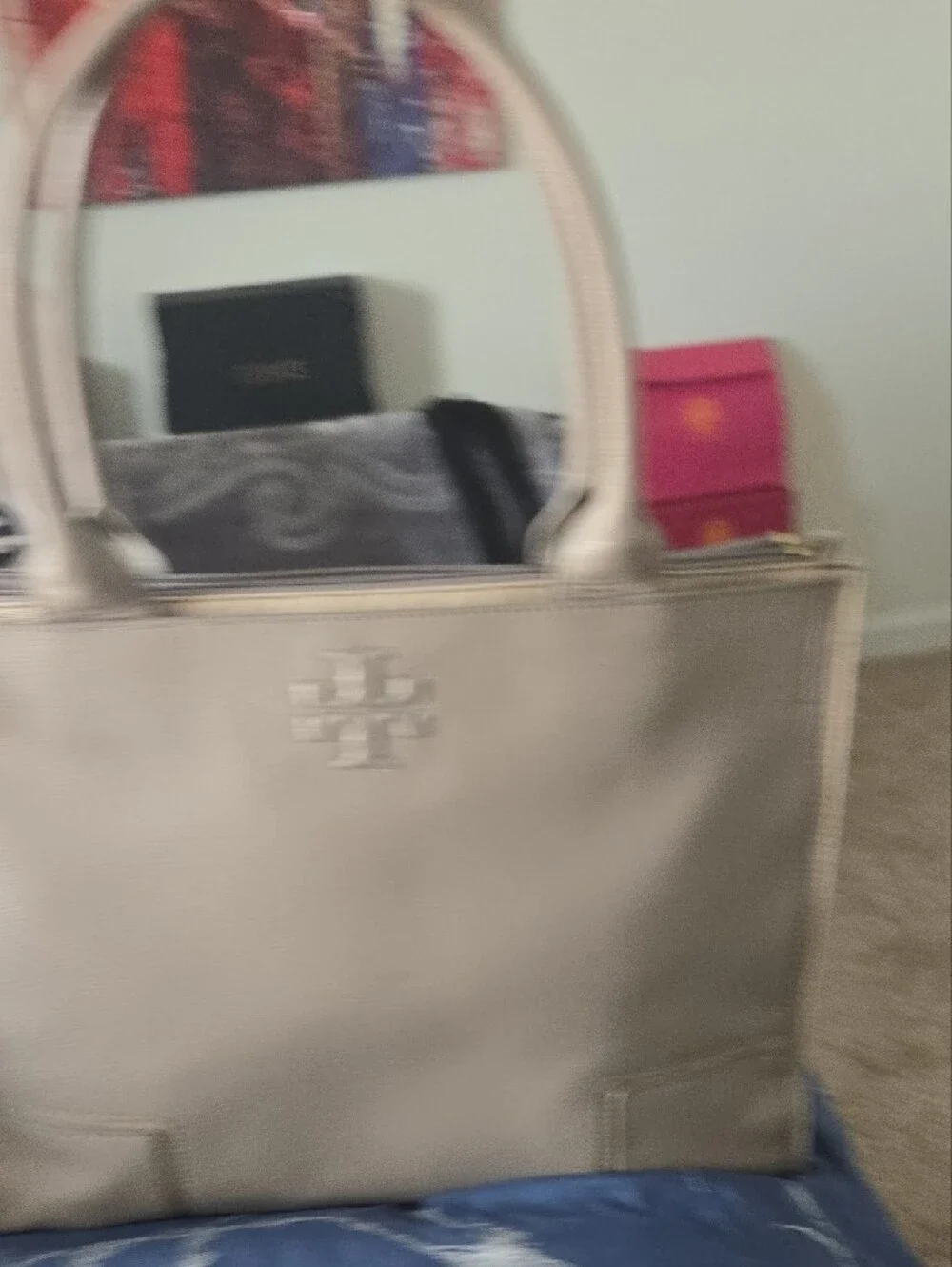 Tory Burch Mauve Beige Tote with Interior Zip Pocket